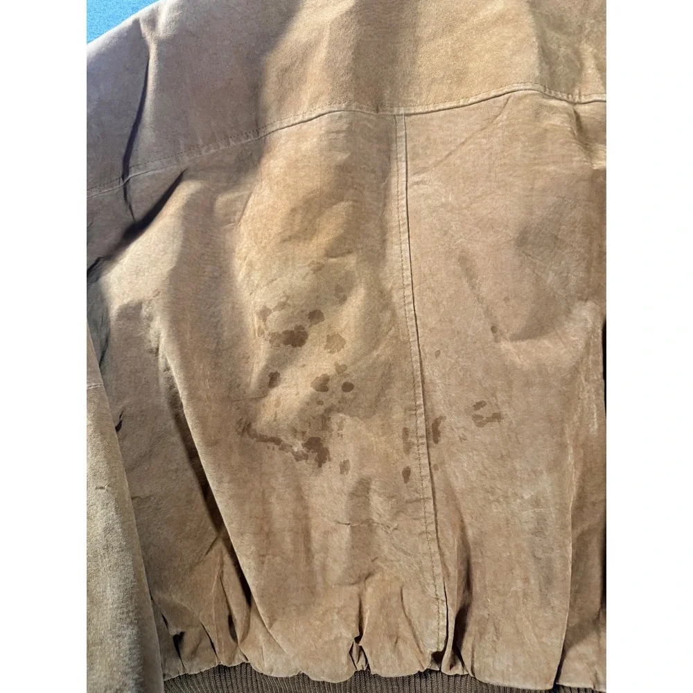 Middlebrook Park Mens Tan Suede Leather Bomber Jacket Vintage Aviator Large